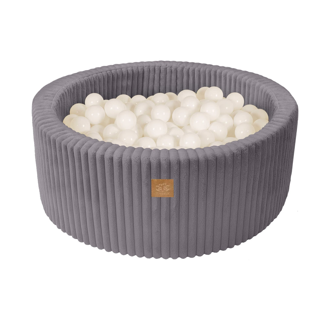 MeowBaby Jurassic Grey Churros round ball pit with corduroy cover