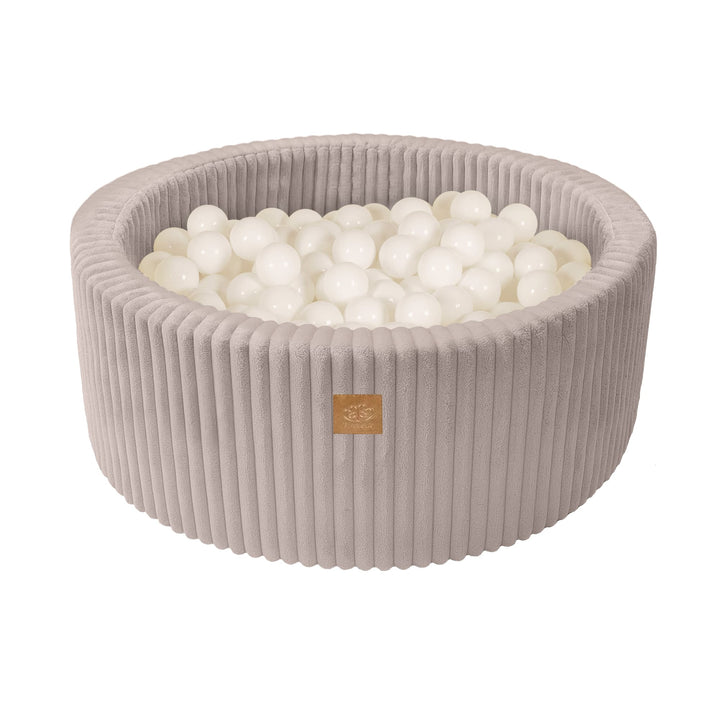 MeowBaby Pebble Beige Churros round ball pit with corduroy cover