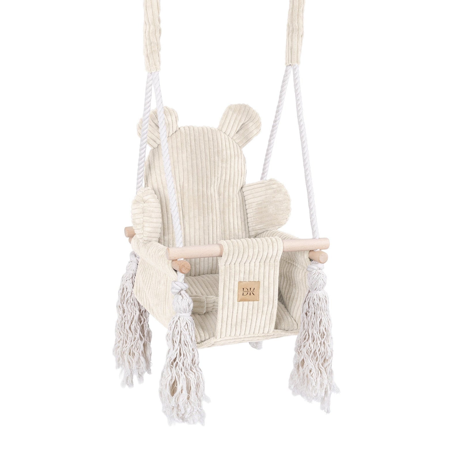 MeowBaby Bear Swing baby swing seat in Ecru corduroy