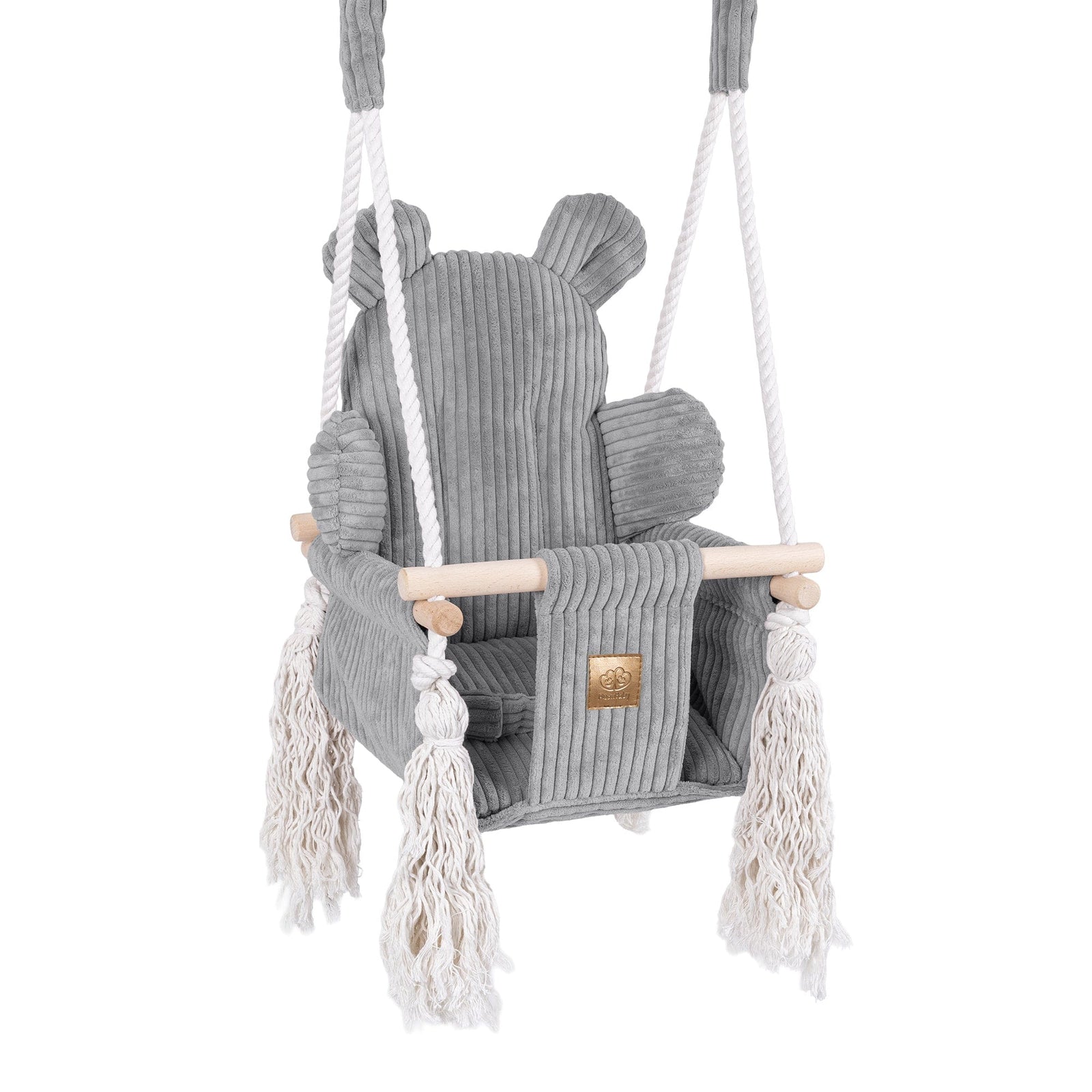 MeowBaby Bear Swing baby swing seat in Grey corduroy
