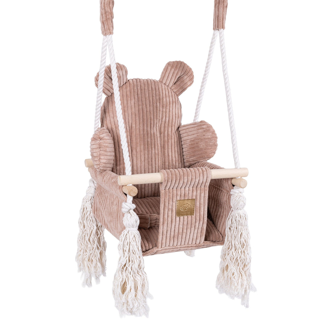 MeowBaby Bear Swing baby swing seat in Powder Pink corduroy