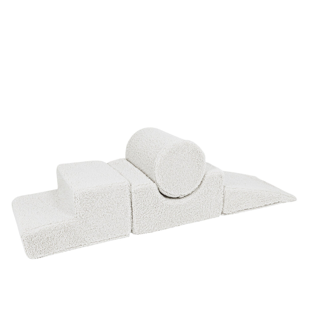 MeowBaby Shape Set 4 Elements in White teddy fabric, foam shapes for toddler building play