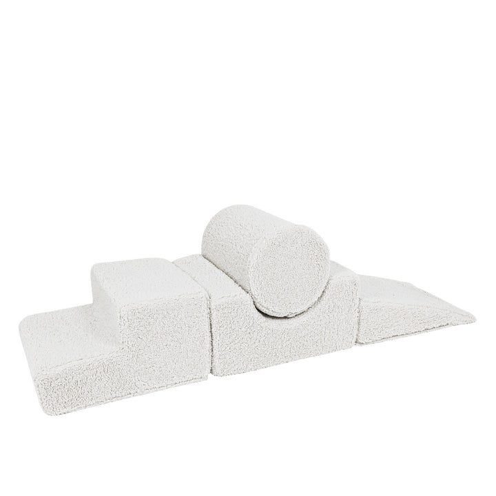 MeowBaby Shape Set 4 Elements in White teddy fabric, foam shapes for toddler building play