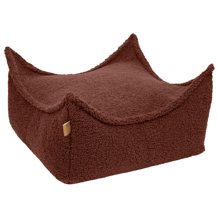 MeowBaby Square Puff in Bearly Brown teddy fabric