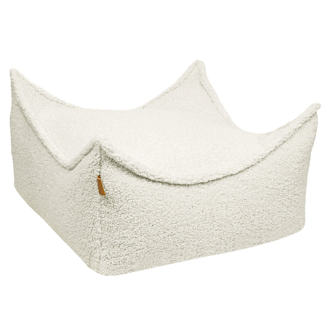 MeowBaby Square Puff in Bearly Cream teddy fabric