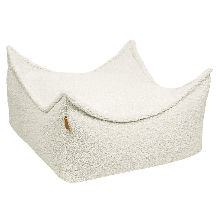 MeowBaby Square Puff in Bearly Cream teddy fabric