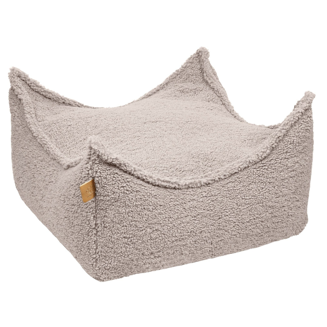 MeowBaby Square Puff in Bearly Light Grey teddy fabric