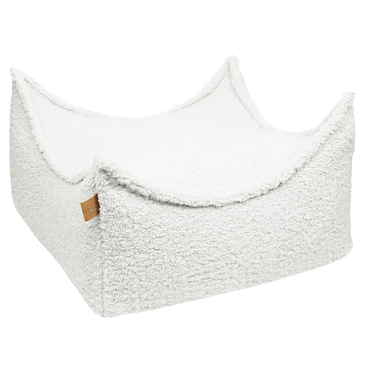 MeowBaby Square Puff in Bearly White teddy fabric