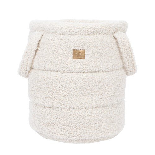 MeowBaby Bearly Toy Storage Basket in Cream teddy fleece