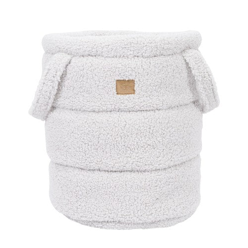 MeowBaby Bearly Toy Storage Basket in Off White teddy fleece