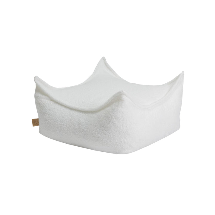 MeowBaby Square Puff in Boucle White textured fabric
