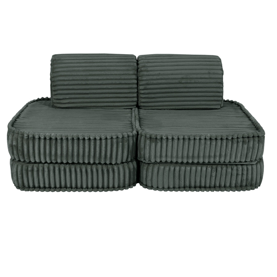 MeowBaby Churros Pocket Kids Sofa - Basic - Pine Forest Green