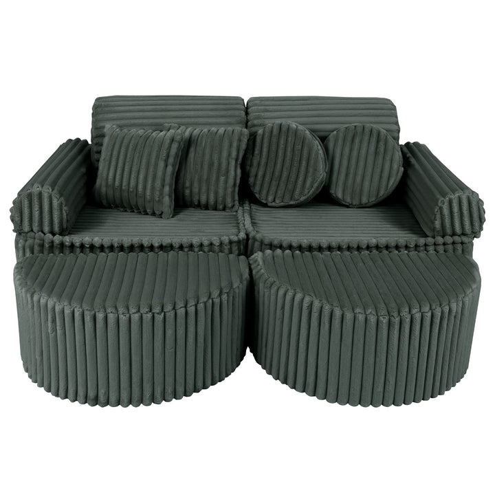 MeowBaby Churros Pocket Kids Sofa - Max - Pine Forest Green