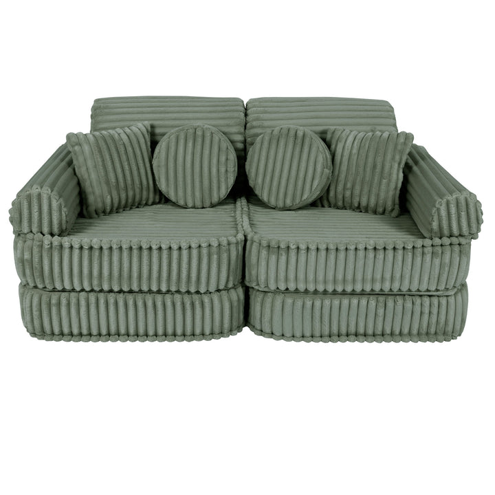MeowBaby Churros Pocket Kids Sofa - Plus - Olive Sage Green