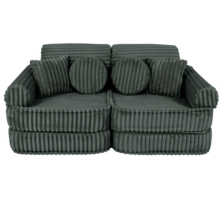 MeowBaby Churros Pocket Kids Sofa - Plus - Pine Forest Green