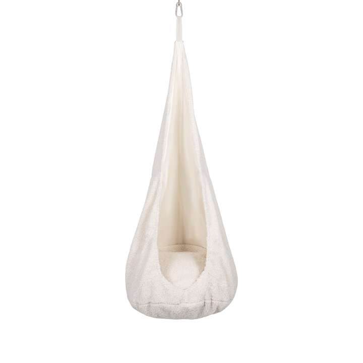 MeowBaby Cocoon Swing hanging pod chair in Bearly teddy fabric
