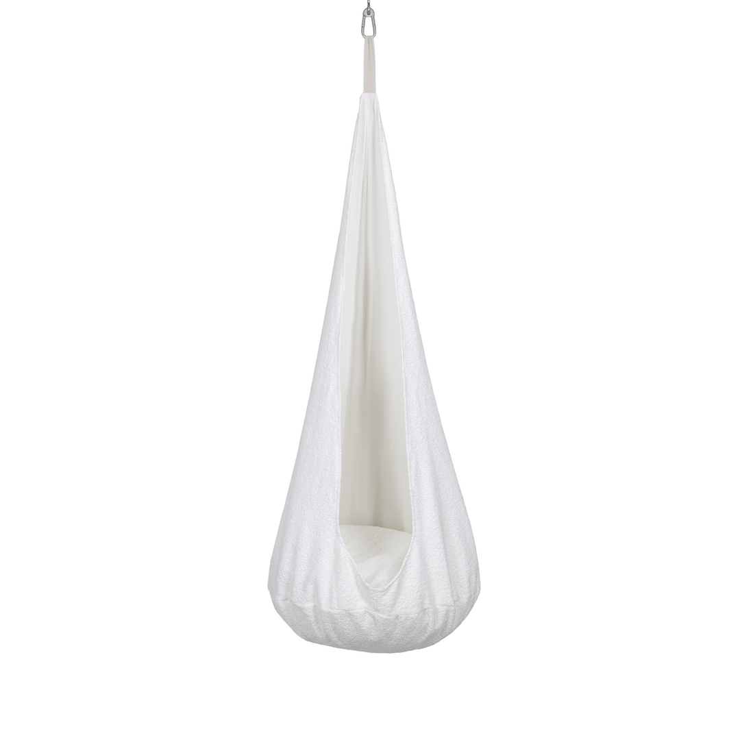 MeowBaby Cocoon Swing hanging pod chair in Boucle fabric