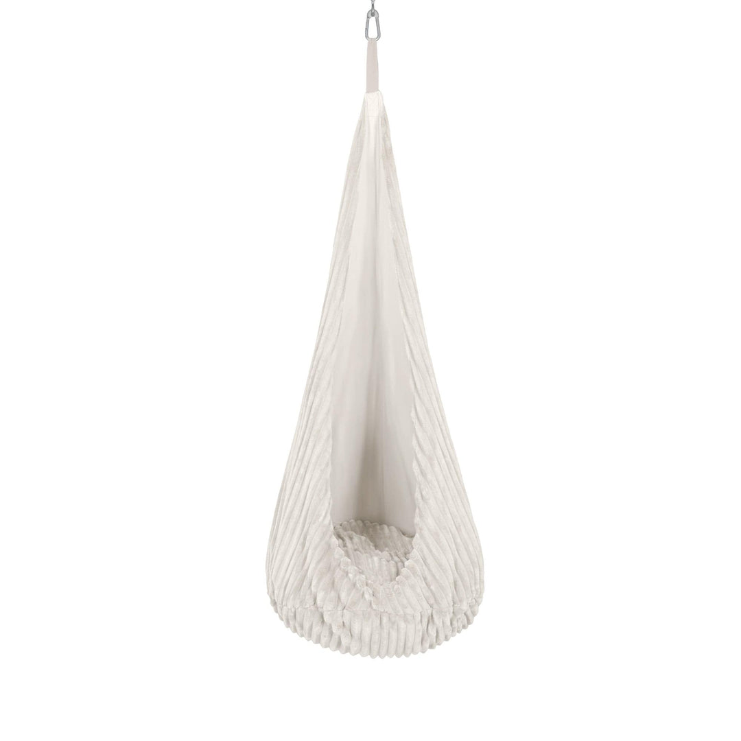 MeowBaby Cocoon Swing hanging pod chair in Churros Cotton Candy White corduroy