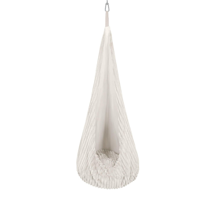 MeowBaby Cocoon Swing hanging pod chair in Churros Cotton Candy White corduroy