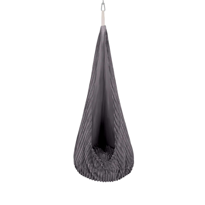MeowBaby Cocoon Swing hanging pod chair in Churros Jurassic Grey corduroy