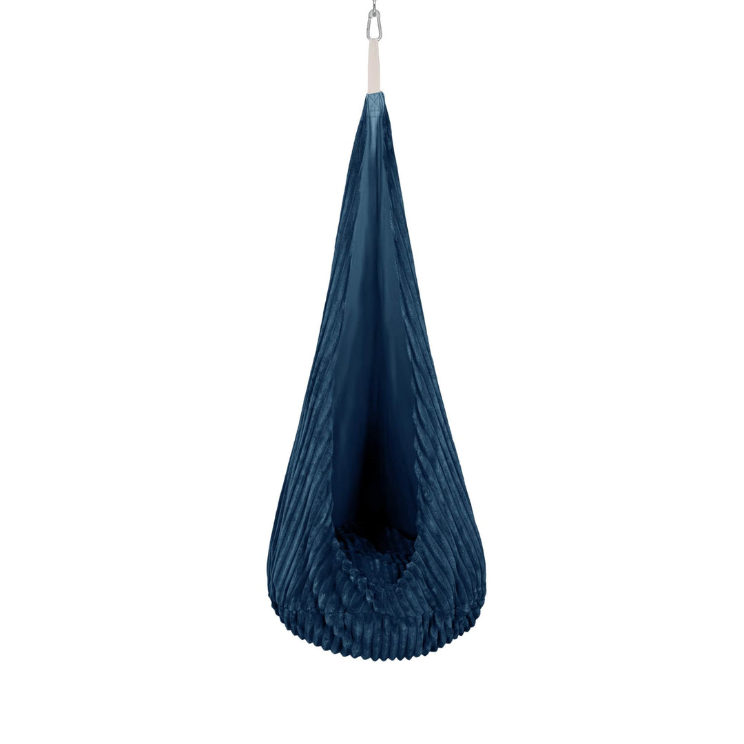MeowBaby Cocoon Swing hanging pod chair in Churros Midnight Blue corduroy