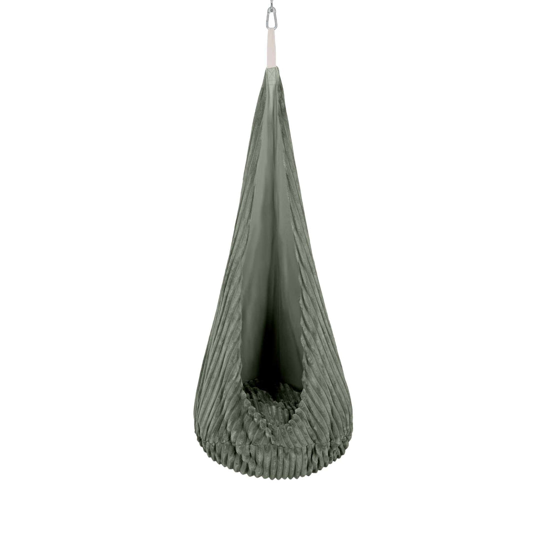 MeowBaby Cocoon Swing hanging pod chair in Churros Olive Sage Green corduroy