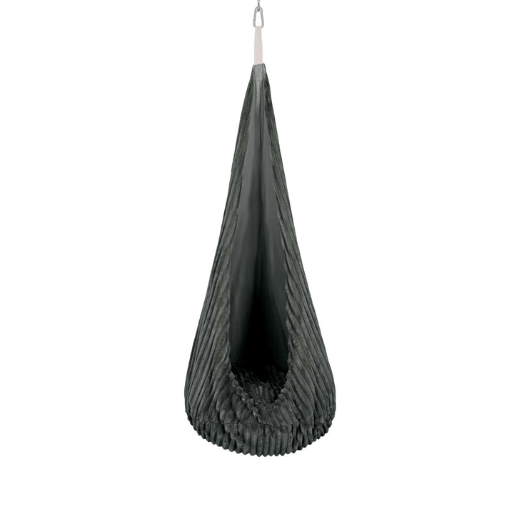 MeowBaby Cocoon Swing hanging pod chair in Churros Pine Forest Green corduroy