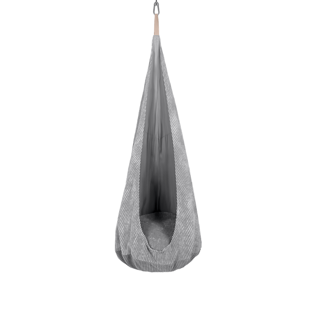 MeowBaby Cocoon Swing hanging pod chair in Grey corduroy