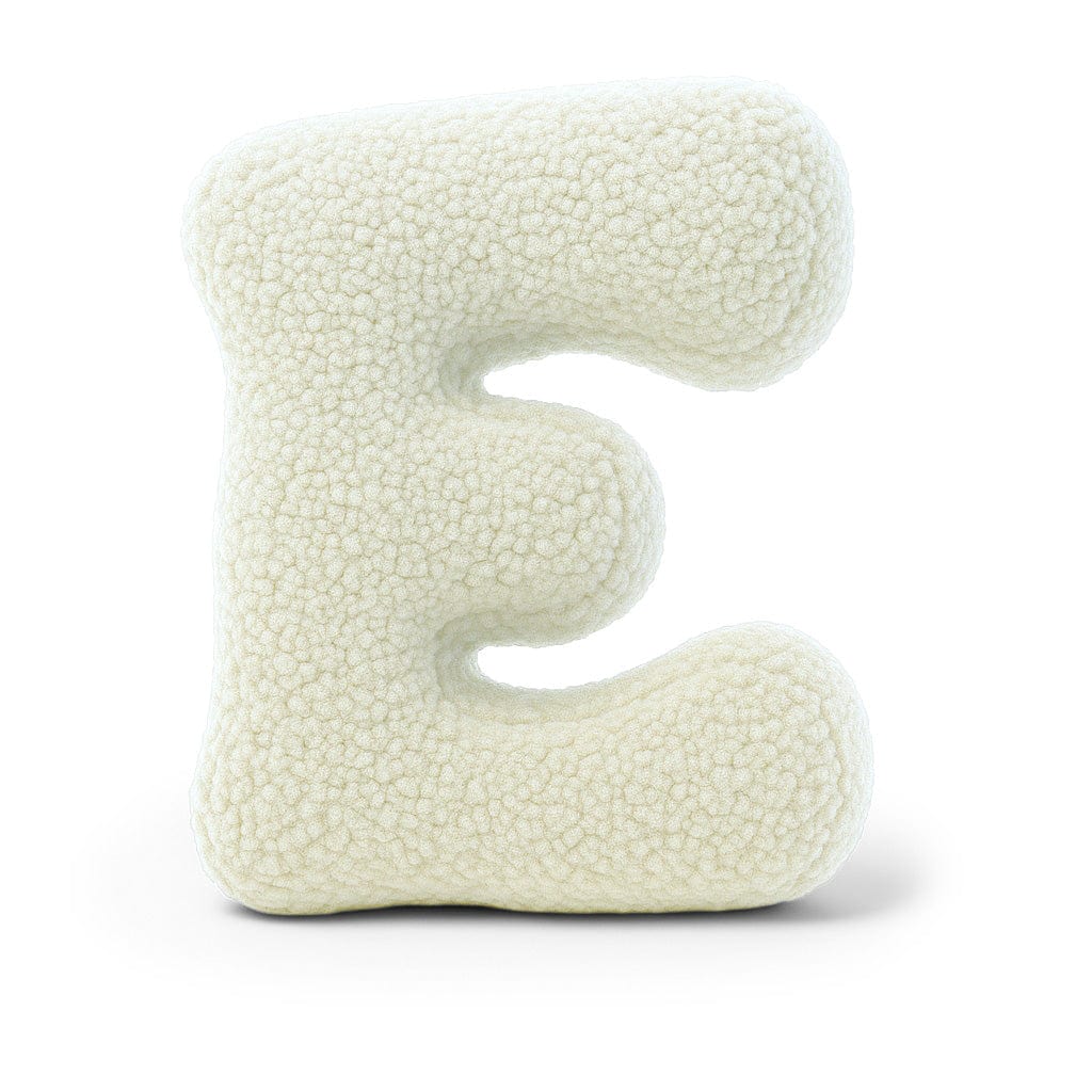 MeowBaby Cream Teddy Letter Cushion - Letter E