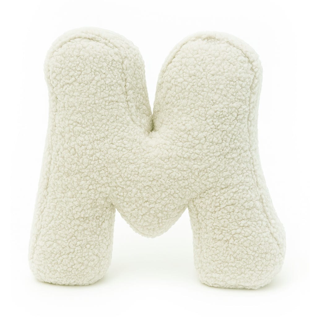 MeowBaby Cream Teddy Letter Cushion - Letter M