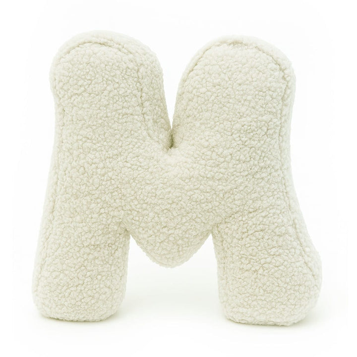 MeowBaby Cream Teddy Letter Cushion - Letter M