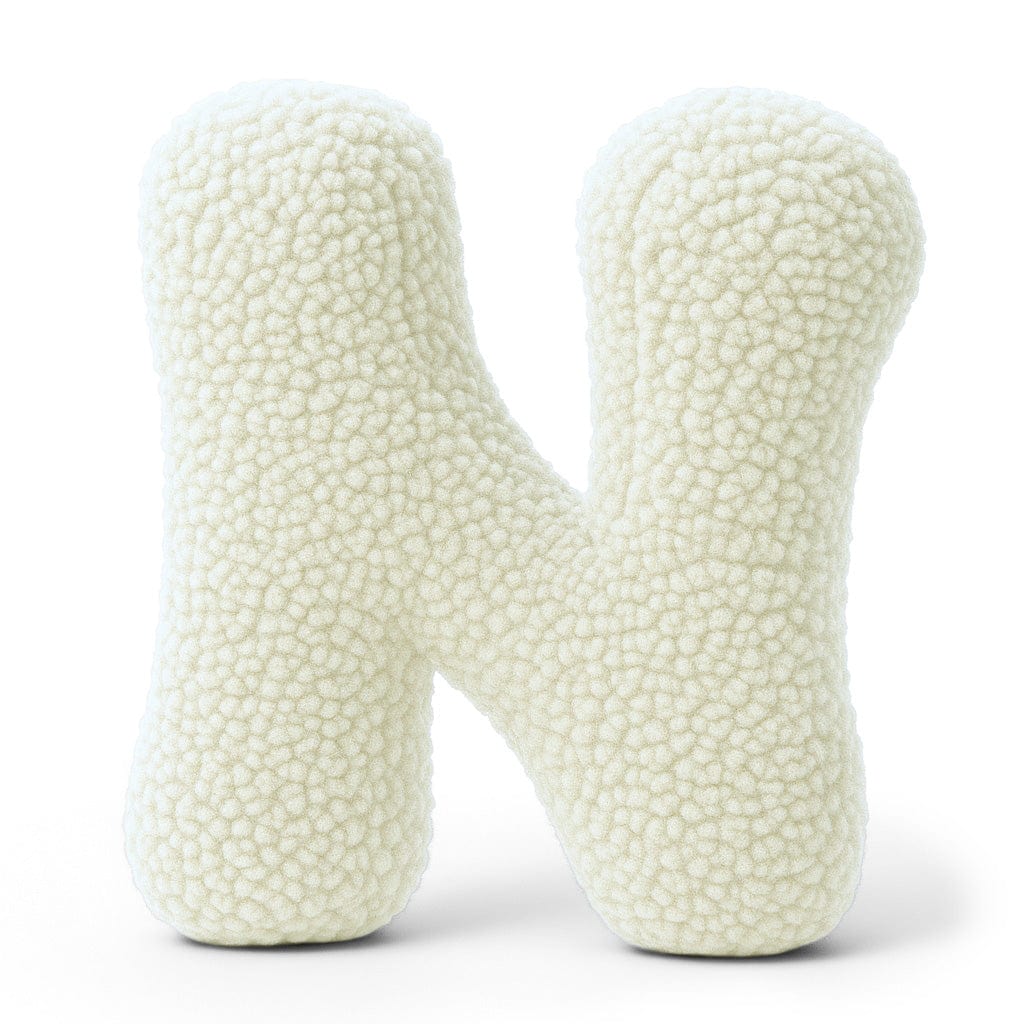 MeowBaby Cream Teddy Letter Cushion - Letter N