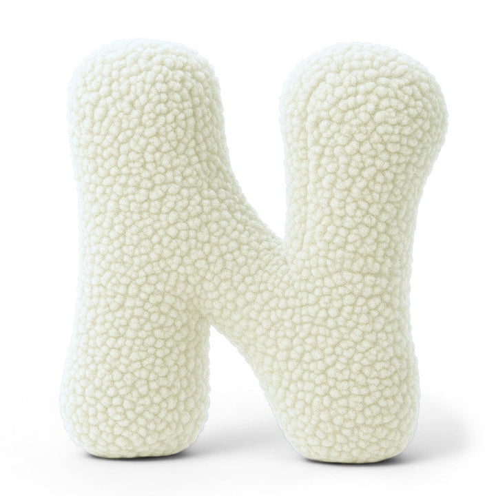 MeowBaby Cream Teddy Letter Cushion - Letter N