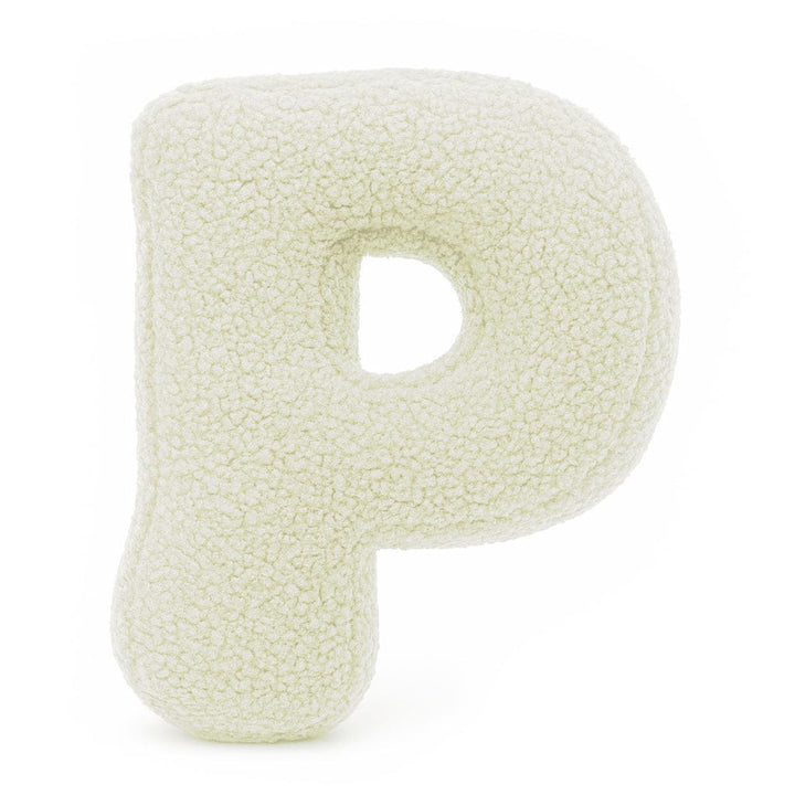 MeowBaby Cream Teddy Letter Cushion - Letter P