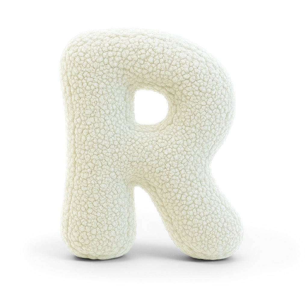 MeowBaby Cream Teddy Letter Cushion - Letter R
