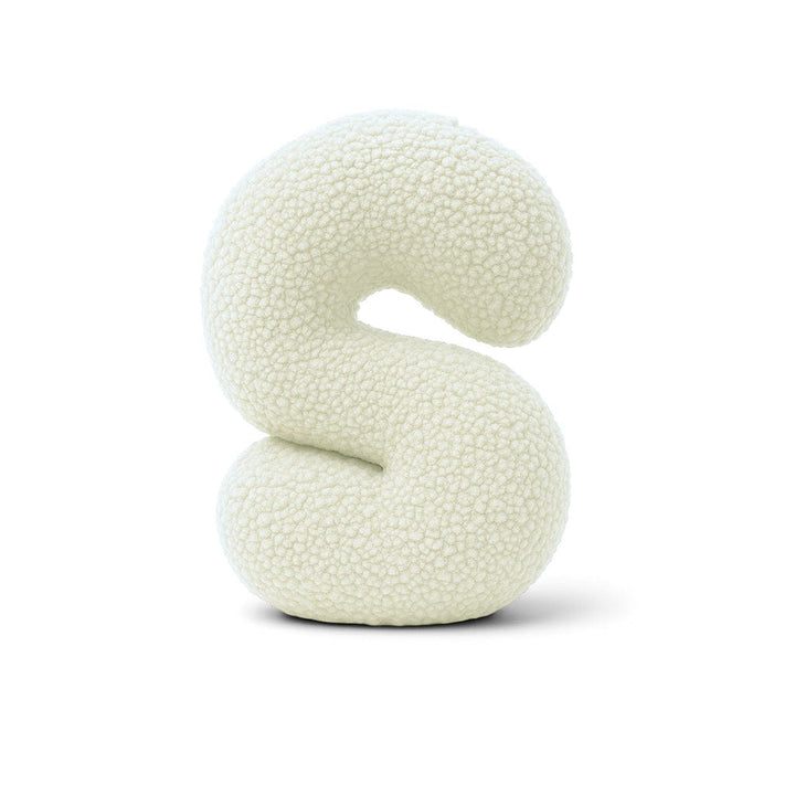 MeowBaby Cream Teddy Letter Cushion - Letter S