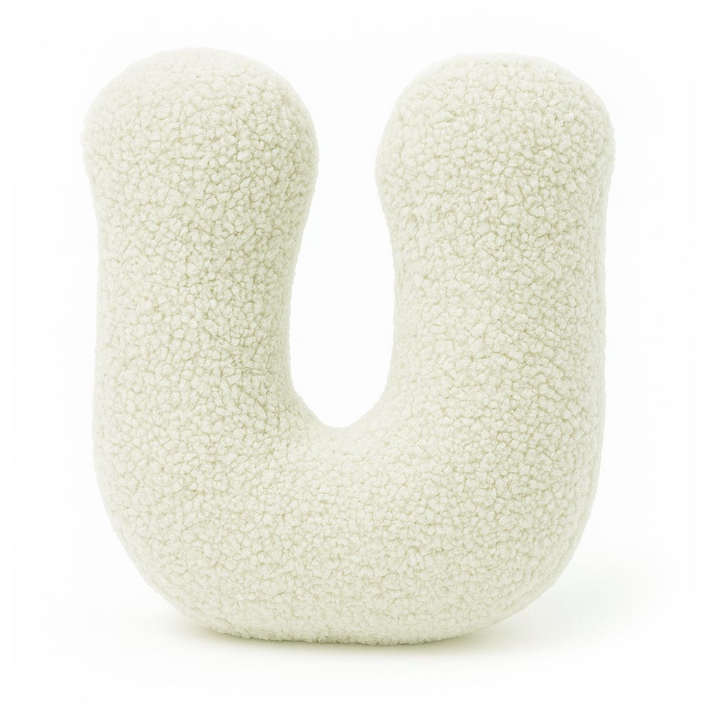 MeowBaby Cream Teddy Letter Cushion - Letter U
