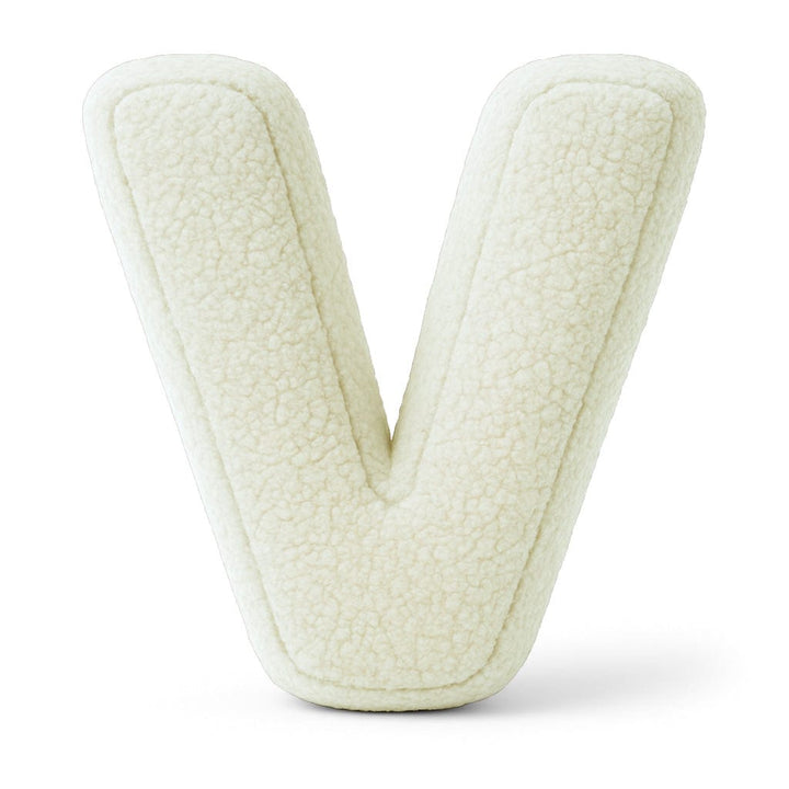 MeowBaby Cream Teddy Letter Cushion - Letter V