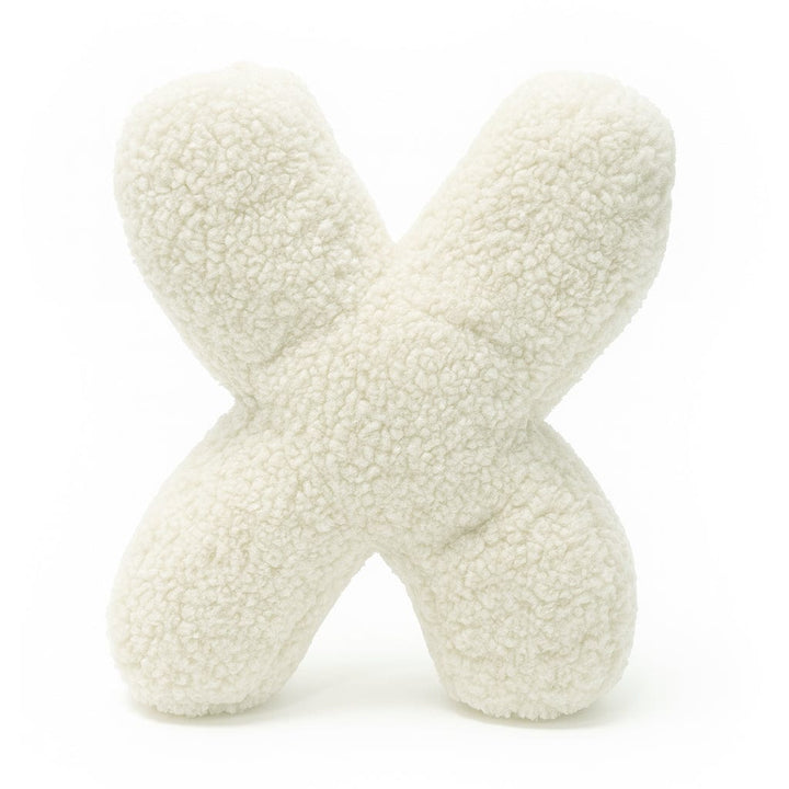 MeowBaby Cream Teddy Letter Cushion - Letter X