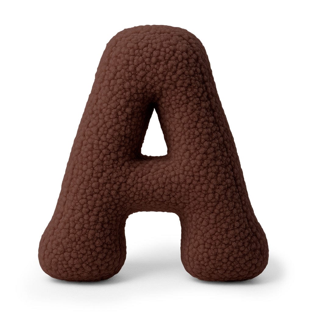 MeowBaby Dark Brown Teddy Letter Cushion - Letter A