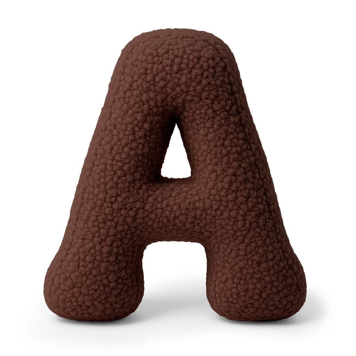 MeowBaby Dark Brown Teddy Letter Cushion - Letter A