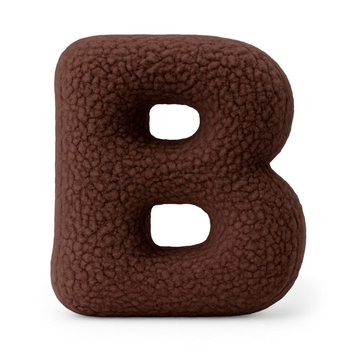 MeowBaby Dark Brown Teddy Letter Cushion - Letter B