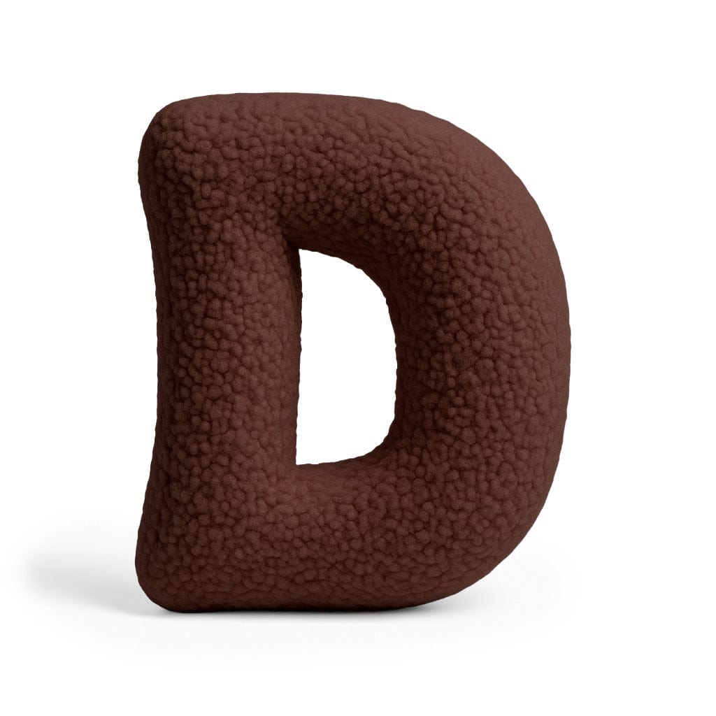 MeowBaby Dark Brown Teddy Letter Cushion - Letter D