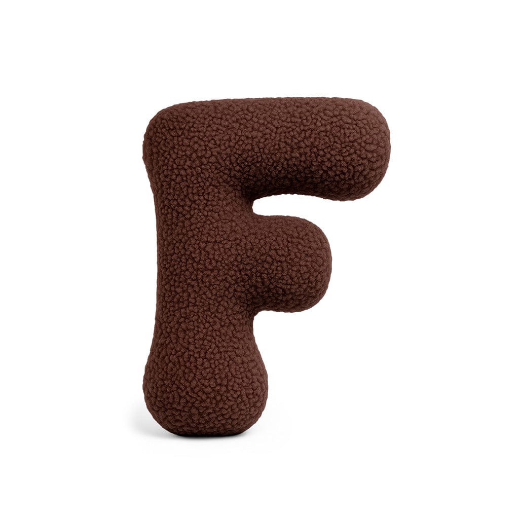 MeowBaby Dark Brown Teddy Letter Cushion - Letter F