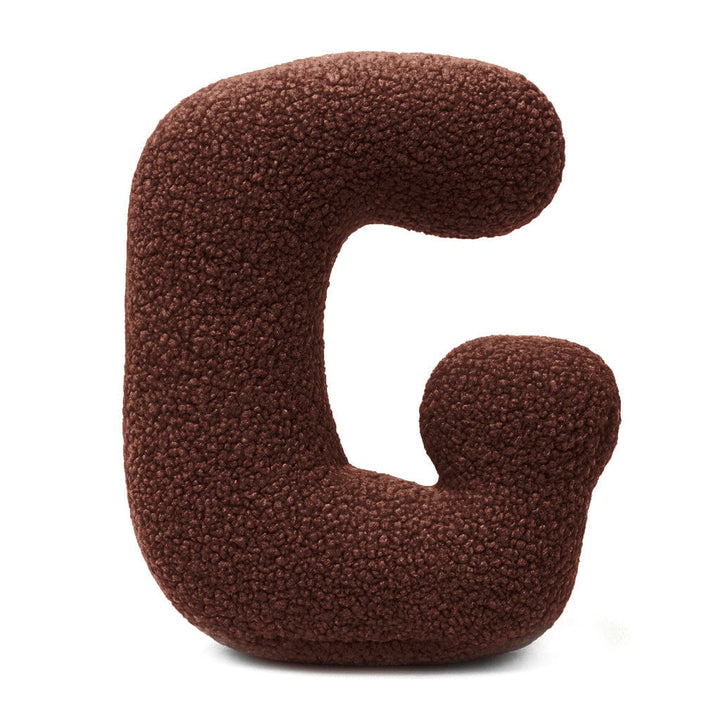 MeowBaby Dark Brown Teddy Letter Cushion - Letter G
