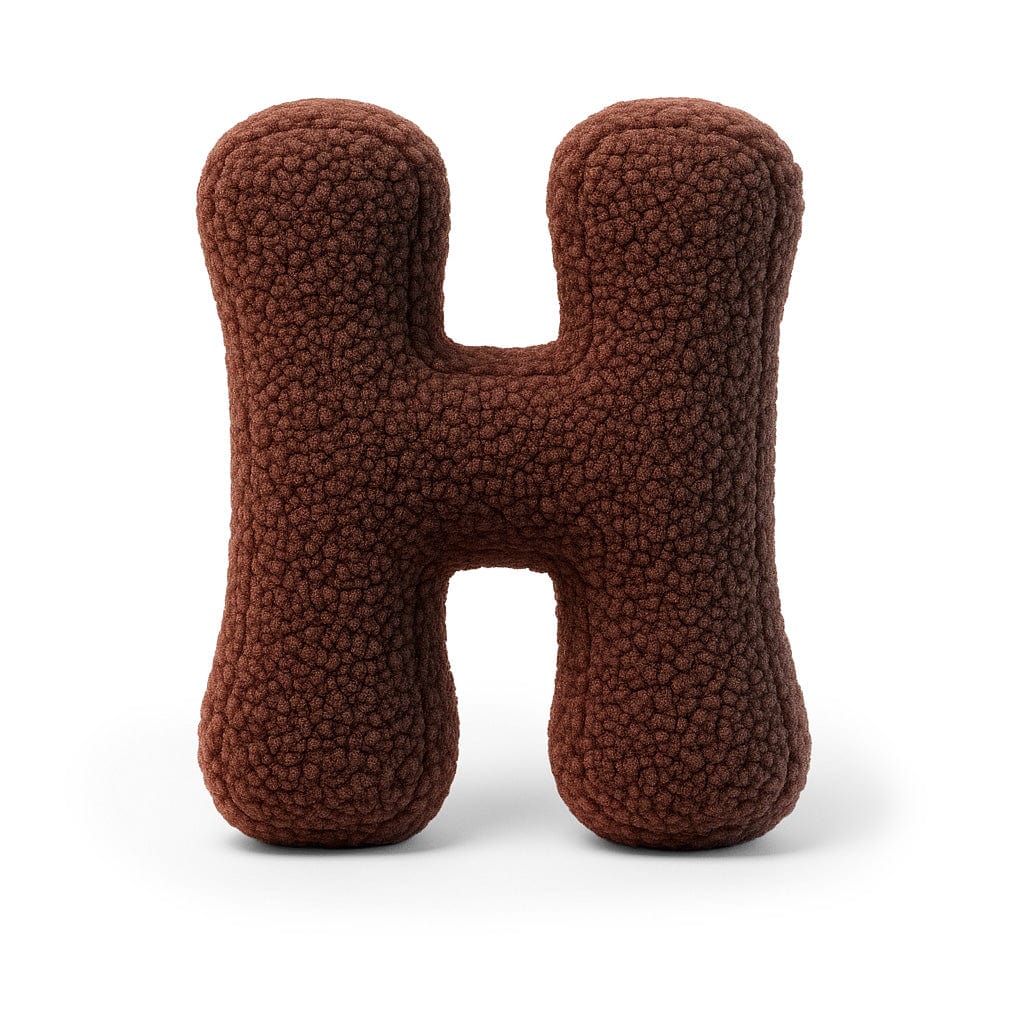 MeowBaby Dark Brown Teddy Letter Cushion - Letter H
