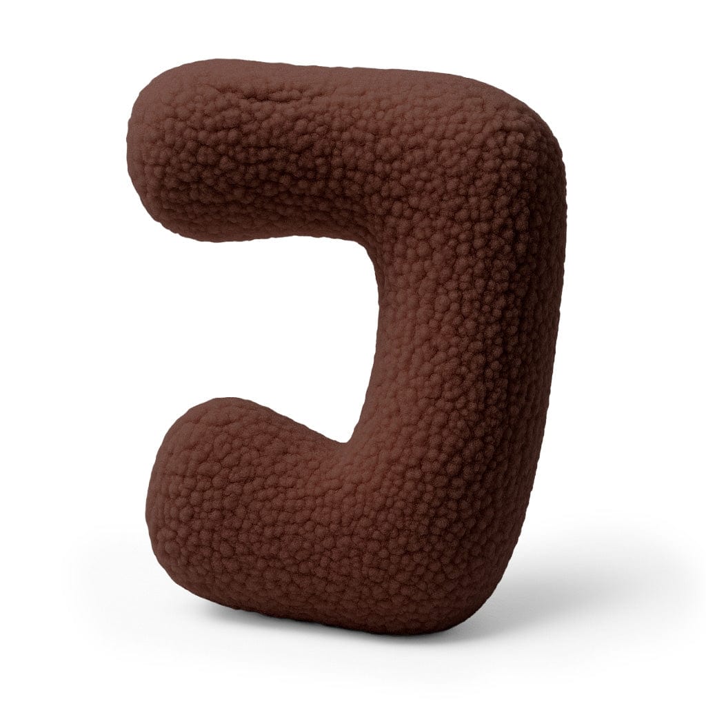 MeowBaby Dark Brown Teddy Letter Cushion - Letter J