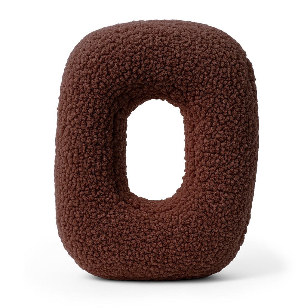 MeowBaby Dark Brown Teddy Letter Cushion - Letter O
