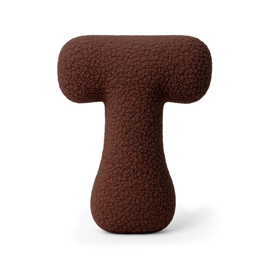 MeowBaby Dark Brown Teddy Letter Cushion - Letter T
