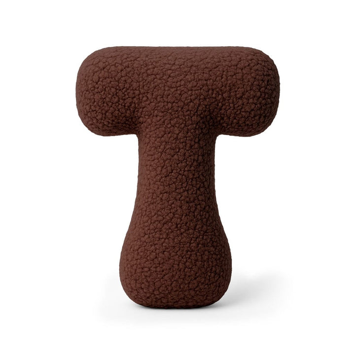 MeowBaby Dark Brown Teddy Letter Cushion - Letter T